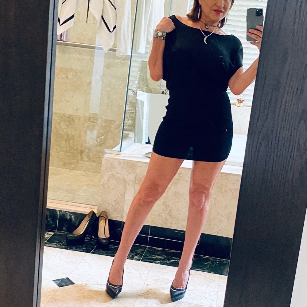 Alice+Olivia Corinne Black Metallic Blouson Dress - Picture 9 of 10
